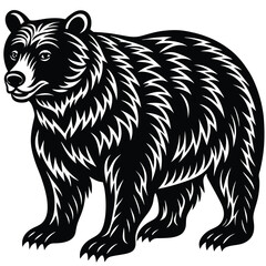Wild bear vector illustration, a silhouette of a big mammal