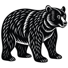 Wild bear vector illustration, a silhouette of a big mammal