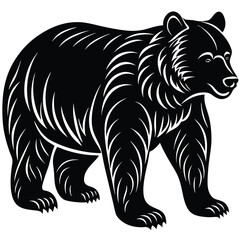 Wild bear vector illustration, a silhouette of a big mammal