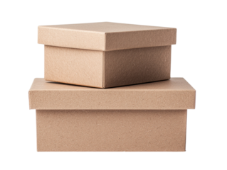 Cardboard box stacking action studio product photography minimalist eye level cutout background