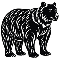 Wild bear vector illustration, a silhouette of a big mammal