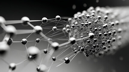 close up view of nanotechnology inspired molecular structure, showcasing interconnected spheres and lines forming cylindrical shape, symbolizing innovation and advanced science