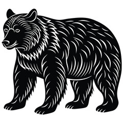 Wild bear vector illustration, a silhouette of a big mammal