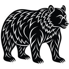 Wild bear vector illustration, a silhouette of a big mammal