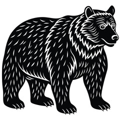 Wild bear vector illustration, a silhouette of a big mammal