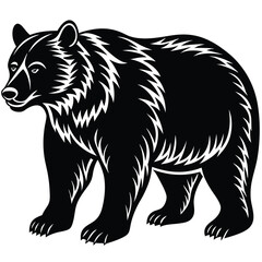 Wild bear vector illustration, a silhouette of a big mammal