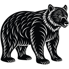 Wild bear vector illustration, a silhouette of a big mammal