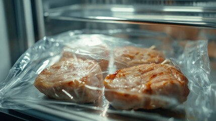 Cooking Pork Chop in Oven Inside Plastic Bag for Dinner Preparation