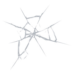Broken glass cracks of window shatter effect with realistic texture. Vector broken glass of shattered screen cracks