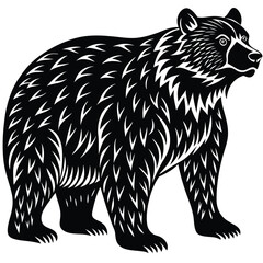 Wild bear vector illustration, a silhouette of a big mammal