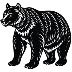Wild bear vector illustration, a silhouette of a big mammal