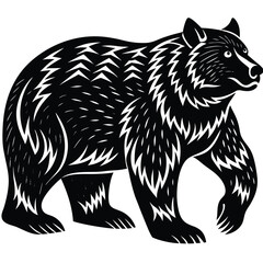Wild bear vector illustration, a silhouette of a big mammal