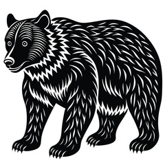 Wild bear vector illustration, a silhouette of a big mammal