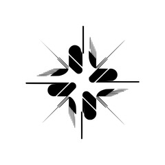 Modern Geometric Mandala: Abstract Black & White Design on Light Gray