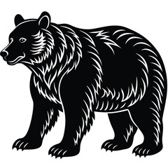 Wild bear vector illustration, a silhouette of a big mammal