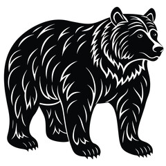 Wild bear vector illustration, a silhouette of a big mammal