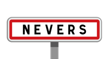 Panneau sur poteau de Nevers, Nièvre, Bourgogne-Franche-Comté