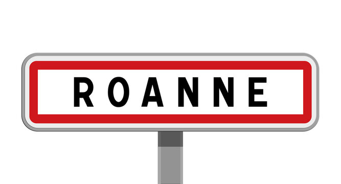 Panneau sur poteau de Roanne, Loire, Auvergne-Rh&ocirc;ne-Alpes