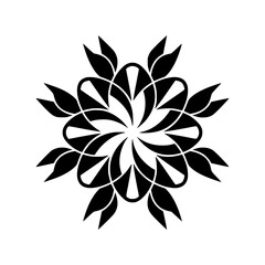 Black Mandala Floral Vector Design on White Background