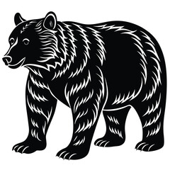 Wild bear vector illustration, a silhouette of a big mammal