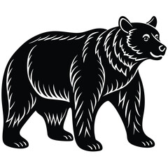 Wild bear vector illustration, a silhouette of a big mammal
