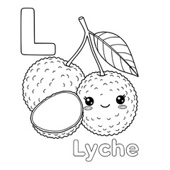 Drawing Watermelon illustration with Letter for coloring book kids