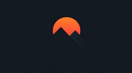 Minimalist sunset over dark mountains.