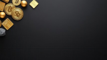 Collection of cryptocurrency coins and tokens on a dark background, symbolizing digital currency investment and finance trends.