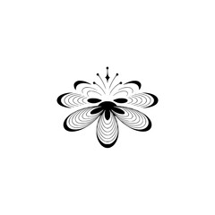Minimalist Floral Ornament, Black and White, Elegant Design Element