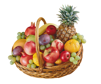 Basket with Fruits transparent background