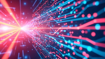 Fototapeta premium Abstract data stream convergence digital realm visual art technology close-up innovation