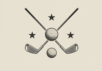 Golf clubs crossed with stars