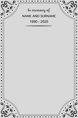Vector - Border or frame on memorial, rest in peace concept. Can be use for invitation card. Copy space.