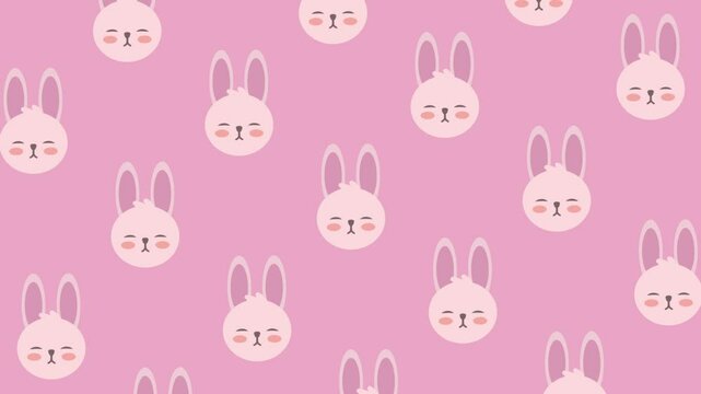 Looping Adorable Bunny Face Seamless Pattern Animation Background