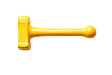 Vibrant Yellow Hammer Tool Closeup Shot on White Background Simple Design Bright Color