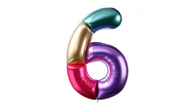 Bold number six in a striking transparent background perfect for celebrations and event decorations with a modern touch