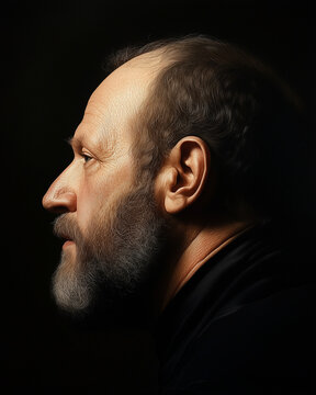 Portrait de profil d'un homme barbu