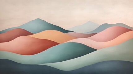 Abstract pastel mountain range landscape.