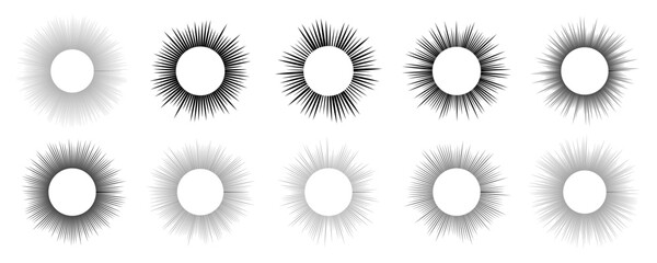 Set of sun symbols on white background