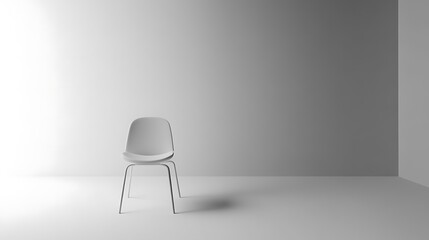 Minimalist white chair in empty room.