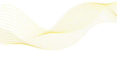 Luxury yellow golden wavy curve lines background. Digital futuristic technology concept. Gradient banner background.  Science, banner, business, poster, template, music background.

