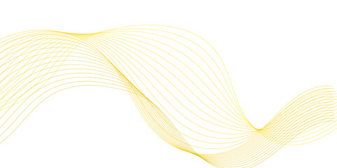 Luxury yellow golden wavy curve lines background. Digital futuristic technology concept. Gradient banner background.  Science, banner, business, poster, template, music background.

