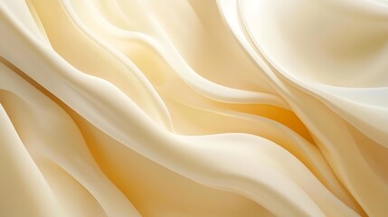 Obraz premium Creamy beige silk fabric with elegant, flowing drapes and soft light.