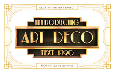 art deco editable text effect with art deco frame