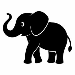 Obraz premium elephant only calf silhouette isolated white back