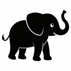 Fototapeta premium elephant only calf silhouette isolated white back