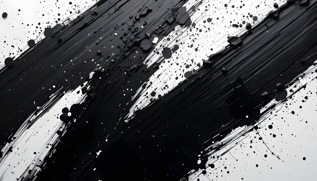 Bold black strokes on a stark white canvas, a powerful monochrome dance expressing raw energy and unrestrained creativity, full of dramatic texture and dynamic movement.