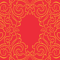 Pattern vintage decoration with ornament style and red background