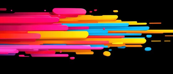 Obraz premium Dynamic abstract background with colorful rounded lines on black Concept of modern design, motion graphics, and vibrant energy