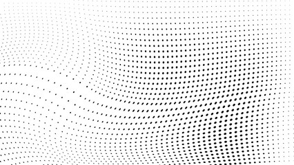 Abstract halftone wave dotted background. Futuristic twisted grunge pattern, dot, circles.  Vector modern optical pop art texture for posters, business cards, cover, labels mock-up, stickers layout